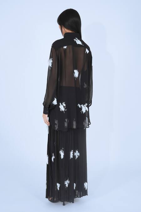 Shop Leh Studios Black Viscose Embroidery Collared Moon Light Shirt Online at Aza Fashions Shop_Leh Studios_Black Viscose Embroidery Collared Moon Light Shirt _Online_at_Aza_Fashions