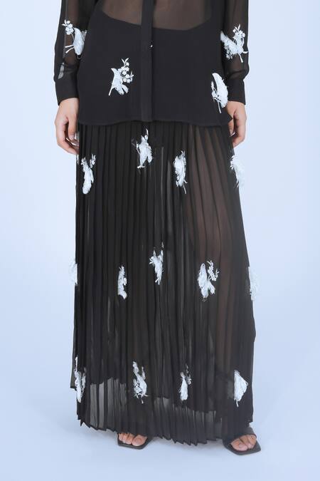 Leh Studios Black Viscose Embroidery Moon Light Skirt Online at Aza Fashions Leh Studios_Black Viscose Embroidery Moon Light Skirt _Online_at_Aza_Fashions