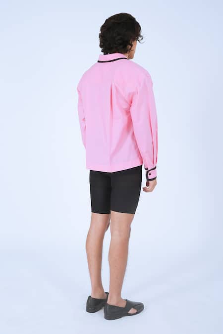 Shop Leh Studios Pink 100% Cotton Plain Shiba Shirt at Aza Fashions Shop_Leh Studios_Pink 100% Cotton Plain Shiba Shirt _at_Aza_Fashions