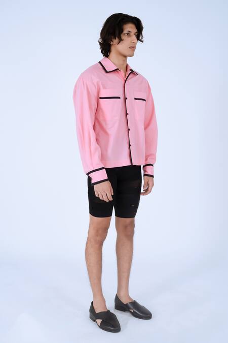 Buy Leh Studios Pink 100% Cotton Plain Shiba Shirt Online at Aza Fashions Buy_Leh Studios_Pink 100% Cotton Plain Shiba Shirt _Online_at_Aza_Fashions