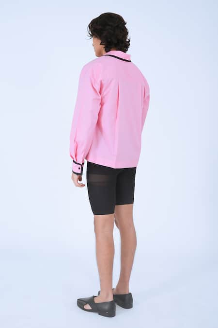 Shop Leh Studios Pink 100% Cotton Plain Shiba Shirt Online at Aza Fashions Shop_Leh Studios_Pink 100% Cotton Plain Shiba Shirt _Online_at_Aza_Fashions