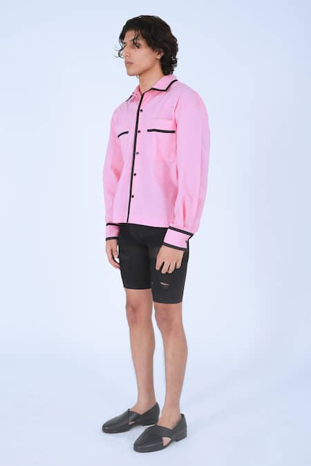 Leh Studios Pink 100% Cotton Plain Shiba Shirt at Aza Fashions Leh Studios_Pink 100% Cotton Plain Shiba Shirt _at_Aza_Fashions