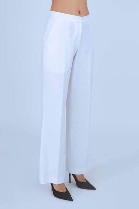 Shop Leh Studios White Viscose Suit Straight Pant Online at Aza Fashions Shop_Leh Studios_White Viscose Suit Straight Pant _Online_at_Aza_Fashions