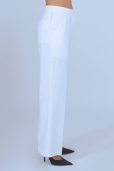 Leh Studios White Viscose Suit Straight Pant at Aza Fashions Leh Studios_White Viscose Suit Straight Pant _at_Aza_Fashions