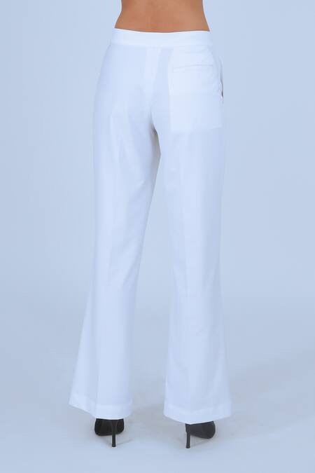 Buy Leh Studios White Viscose Suit Straight Pant Buy_Leh Studios_White Viscose Suit Straight Pant