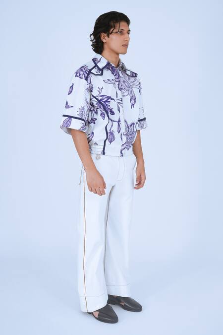 Buy Leh Studios White 100% Cotton Print Medieval Garden Aoi Shirt Online at Aza Fashions Buy_Leh Studios_White 100% Cotton Print Medieval Garden Aoi Shirt _Online_at_Aza_Fashions