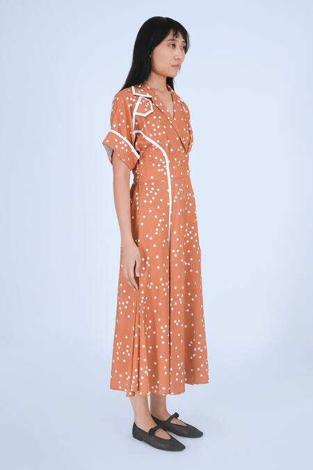 Buy Leh Studios White Cotton Collared Bambi Polka Print Dress Online at Aza Fashions Buy_Leh Studios_White Cotton Collared Bambi Polka Print Dress _Online_at_Aza_Fashions