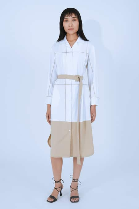 Leh Studios Broken Fence Shirt Dress With Belt 