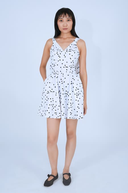 Leh Studios Cheese Polka Print Knot Dress 