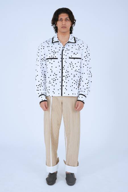 Leh Studios Black 100% Cotton Print Polka Cheese Shiba Shirt Online at Aza Fashions Leh Studios_Black 100% Cotton Print Polka Cheese Shiba Shirt _Online_at_Aza_Fashions