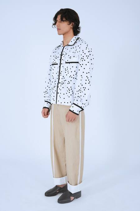 Buy Leh Studios Black 100% Cotton Print Polka Cheese Shiba Shirt Online at Aza Fashions Buy_Leh Studios_Black 100% Cotton Print Polka Cheese Shiba Shirt _Online_at_Aza_Fashions