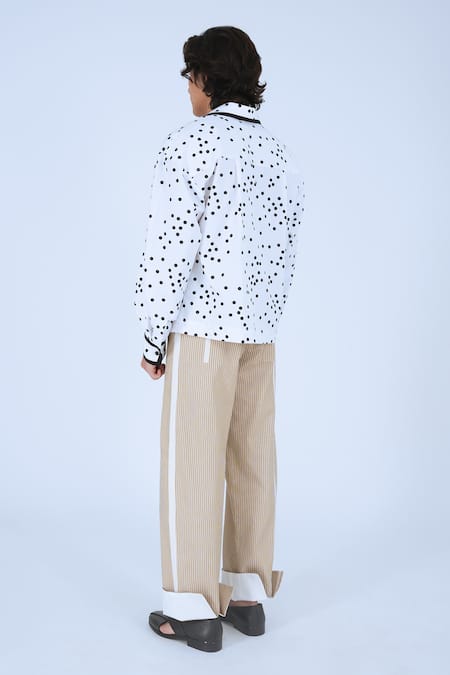 Shop Leh Studios Black 100% Cotton Print Polka Cheese Shiba Shirt Online at Aza Fashions Shop_Leh Studios_Black 100% Cotton Print Polka Cheese Shiba Shirt _Online_at_Aza_Fashions