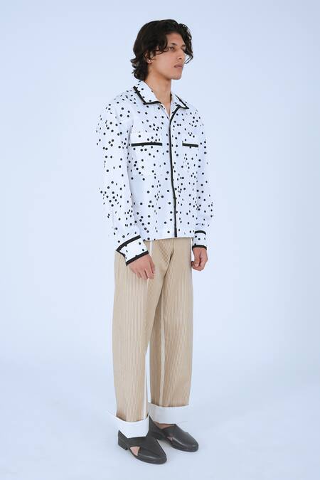 Leh Studios Black 100% Cotton Print Polka Cheese Shiba Shirt at Aza Fashions Leh Studios_Black 100% Cotton Print Polka Cheese Shiba Shirt _at_Aza_Fashions