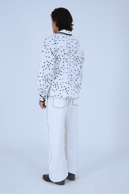 Buy_Leh Studios_Beige 100% Cotton Stitch Curved Contrast Handwork Pant _Online_at_Aza_Fashions