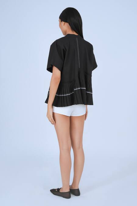 Buy Leh Studios Black Cotton Round Neck Hand Work And Piping Detail Collar Top Online at Aza Fashions Buy_Leh Studios_Black Cotton Round Neck Hand Work And Piping Detail Collar Top _Online_at_Aza_Fashions