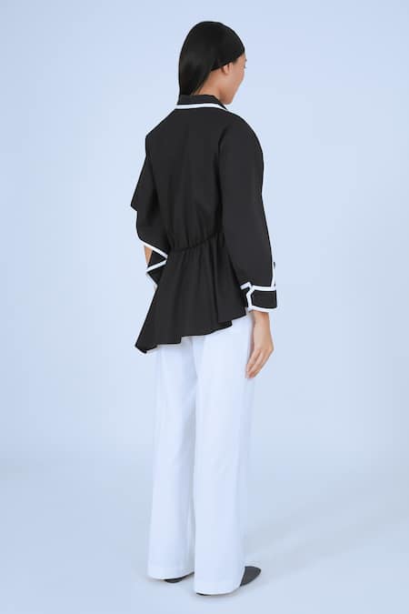 Buy Leh Studios Black Cotton Piping Collared Kinki Top Online at Aza Fashions Buy_Leh Studios_Black Cotton Piping Collared Kinki Top _Online_at_Aza_Fashions
