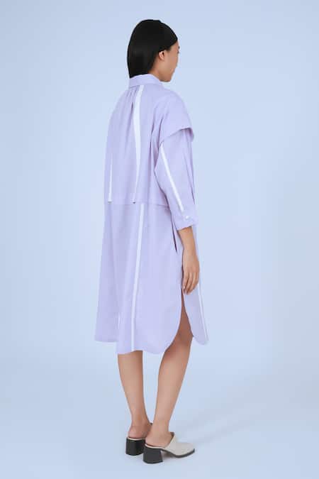 Buy Leh Studios Purple Cotton Collared Metro Tape Fence Shirt Dress Online at Aza Fashions Buy_Leh Studios_Purple Cotton Collared Metro Tape Fence Shirt Dress _Online_at_Aza_Fashions
