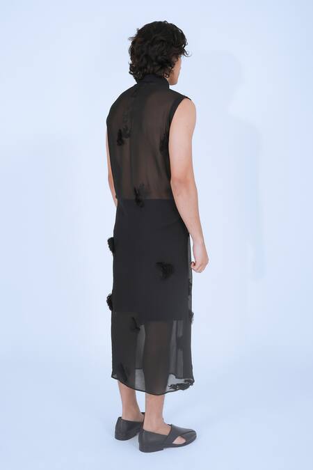 Buy Leh Studios Black 100% Viscose Embroidery Bloom Moon Light Draped Shirt Online at Aza Fashions Buy_Leh Studios_Black 100% Viscose Embroidery Bloom Moon Light Draped Shirt _Online_at_Aza_Fashions