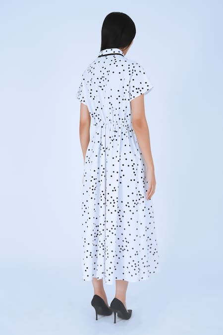 Buy Leh Studios Black Cotton Collared Usu Polka Dot Pattern Midi Dress Online at Aza Fashions Buy_Leh Studios_Black Cotton Collared Usu Polka Dot Pattern Midi Dress _Online_at_Aza_Fashions