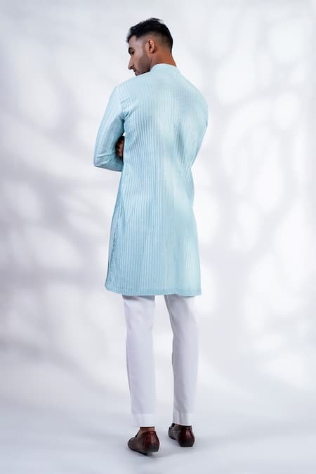 Menero Mesh Work Pintucked Kurta & Pant Set 