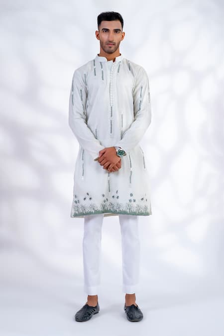 MENERO Resham Dori Emboidered Kurta & Pant Set 