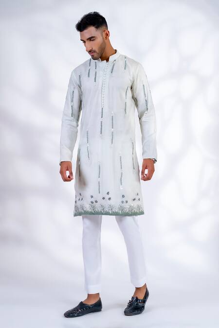 Buy Menero Green Cotton, Organza Mirrors, Embroidery Resham Dori Kurta And Pant Set Online at Aza Fashions Buy_Menero_Green Cotton, Organza Mirrors, Embroidery Resham Dori Kurta And Pant Set _Online_at_Aza_Fashions