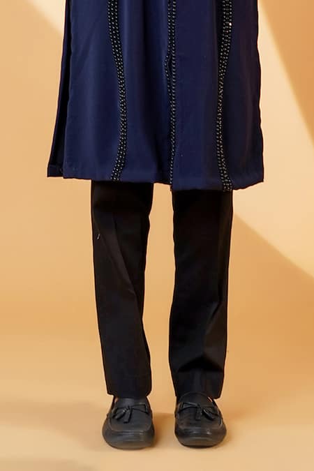 Menero Blue Cotton, Crepe Beads Emboidered Kurta And Pant Set Online at Aza Fashions Menero_Blue Cotton, Crepe Beads Emboidered Kurta And Pant Set _Online_at_Aza_Fashions