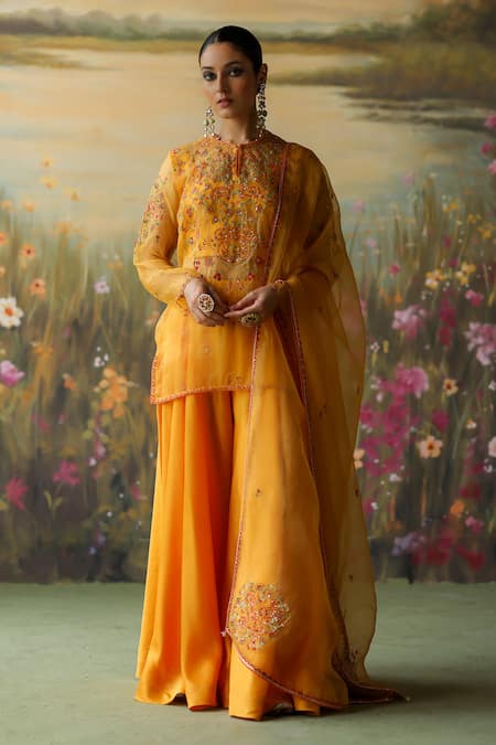 Shikha Mehta Baani Thread Embroidered Kurta Sharara Set 