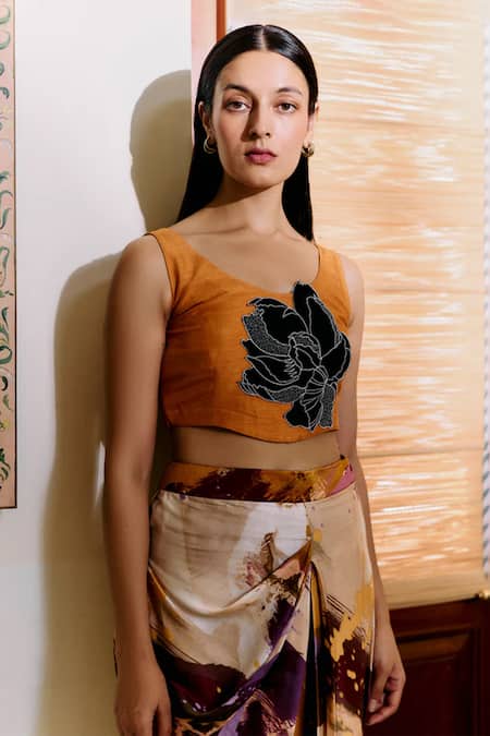 Studio Radical Splatter Print Jacket Draped Skirt Set 