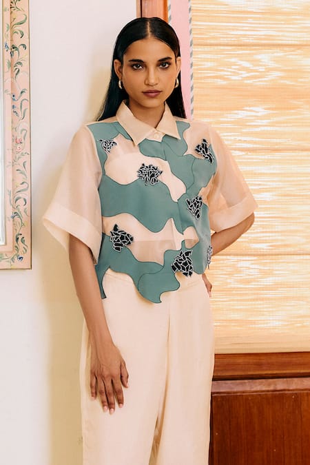 Studio Radical Color Blocked Swirl Bib Top & Boot Cut Pant Set 