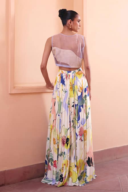 Studio Radical Garden Print Lehenga With Embellished Blouse 
