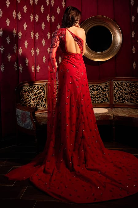 Vesture Crystal Hand Embroidered Gown 