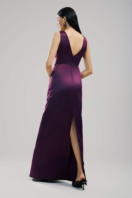 Brinda Sneha Dahlia Rosette Applique Gown 