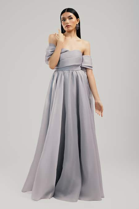 Brinda Sneha Celeste Draped Bodice Gown 