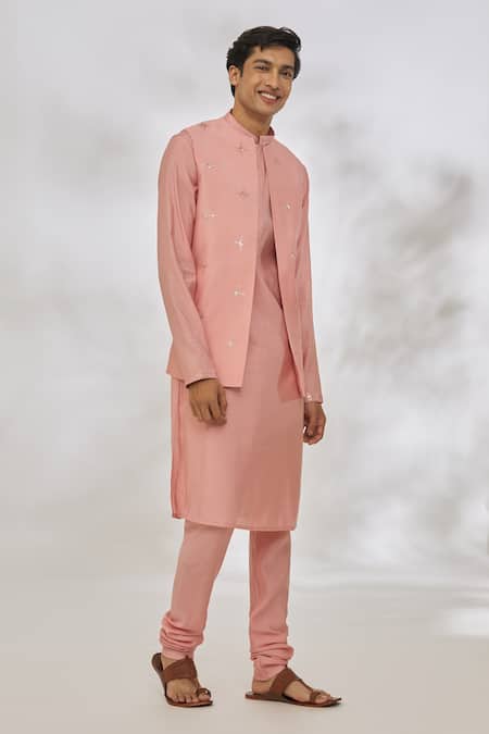 Buy Manish Nagdeo Pink Modal Sequins, Embroidery Geometric Bundi And Kurta Set Online at Aza Fashions Buy_Manish Nagdeo_Pink Modal Sequins, Embroidery Geometric Bundi And Kurta Set _Online_at_Aza_Fashions