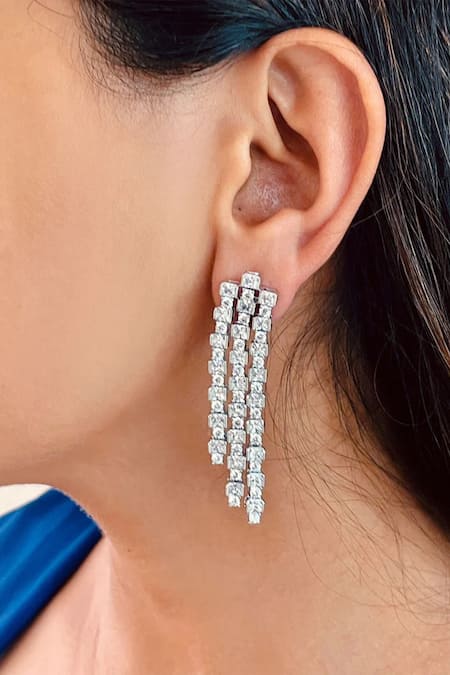 Shop PRERTO White Imitation Diamonds Seven Layered Necklace Set at Aza Fashions Shop_PRERTO_White Imitation Diamonds Seven Layered Necklace Set _at_Aza_Fashions