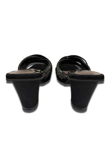 Sana K luxurious Footwear_Black Studs Julle Metallic Studded Heels _Online_at_Aza_Fashions