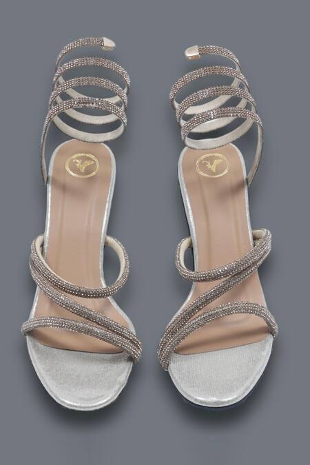 Sana K luxurious Footwear Gold Rhinestones Embellished Heels Online at Aza Fashions Sana K luxurious Footwear_Gold Rhinestones Embellished Heels _Online_at_Aza_Fashions