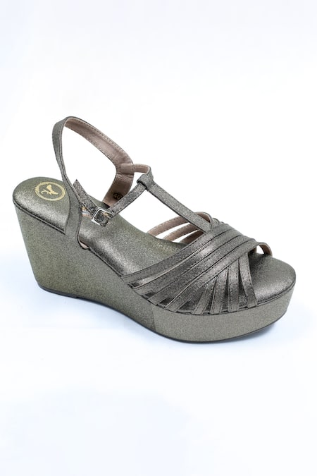 Sana K luxurious Footwear Dolphin Metallic Wedges 