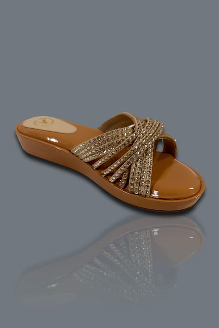 Sana K luxurious Footwear Julle Diamond Strap Embellished Wedges 