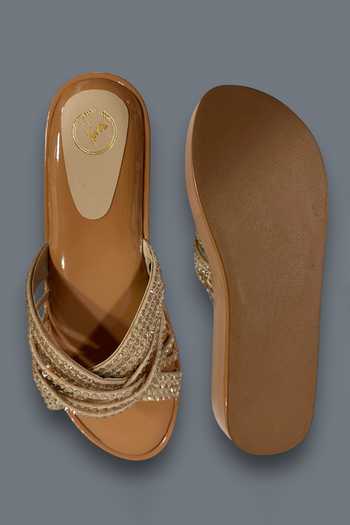 Shop Sana K luxurious Footwear Beige Diamonds Julle Strap Embellished Wedges at Aza Fashions Shop_Sana K luxurious Footwear_Beige Diamonds Julle Strap Embellished Wedges _at_Aza_Fashions