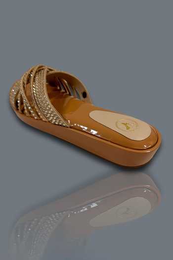 Sana K luxurious Footwear Beige Diamonds Julle Strap Embellished Wedges Online at Aza Fashions Sana K luxurious Footwear_Beige Diamonds Julle Strap Embellished Wedges _Online_at_Aza_Fashions