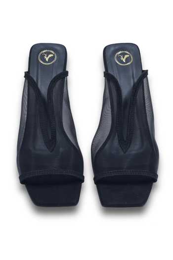 Sana K luxurious Footwear Black Shark Square Toe Heels Online at Aza Fashions Sana K luxurious Footwear_Black Shark Square Toe Heels _Online_at_Aza_Fashions