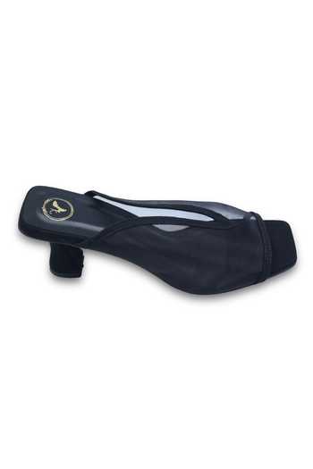 Sana K luxurious Footwear Black Shark Square Toe Heels at Aza Fashions Sana K luxurious Footwear_Black Shark Square Toe Heels _at_Aza_Fashions