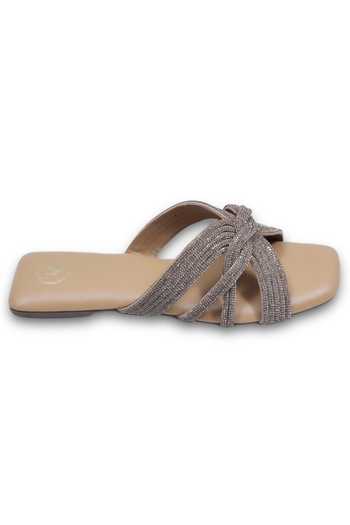 Buy Sana K luxurious Footwear Beige Twister Rhinestone Strap Studded Flats Online at Aza Fashions Buy_Sana K luxurious Footwear_Beige Twister Rhinestone Strap Studded Flats _Online_at_Aza_Fashions