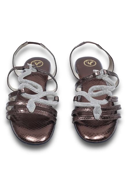 Sana K luxurious Footwear_Brown Zig Zag Flats _Online_at_Aza_Fashions