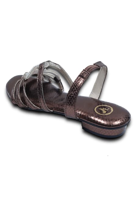 Buy_Sana K luxurious Footwear_Brown Zig Zag Flats _Online_at_Aza_Fashions