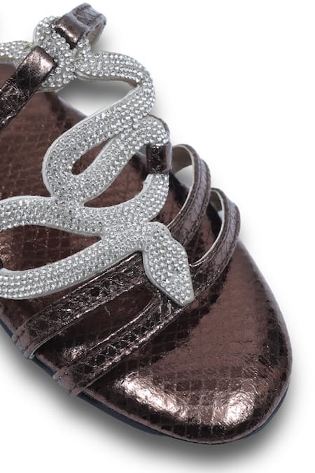 Sana K luxurious Footwear_Brown Zig Zag Flats _at_Aza_Fashions