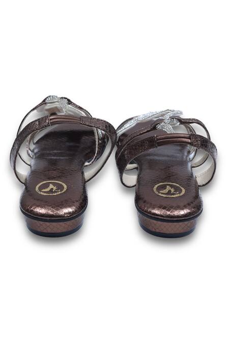 Buy_Sana K luxurious Footwear_Brown Zig Zag Flats 