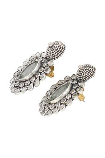 Sangeeta Boochra Green Stones Tear Drop Shaped Earrings Online at Aza Fashions Sangeeta Boochra_Green Stones Tear Drop Shaped Earrings _Online_at_Aza_Fashions